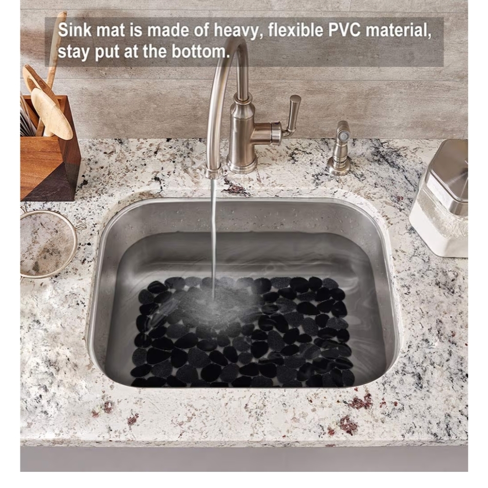 New Black PVC Pebble Design Sink Mat/ Drying Mat
